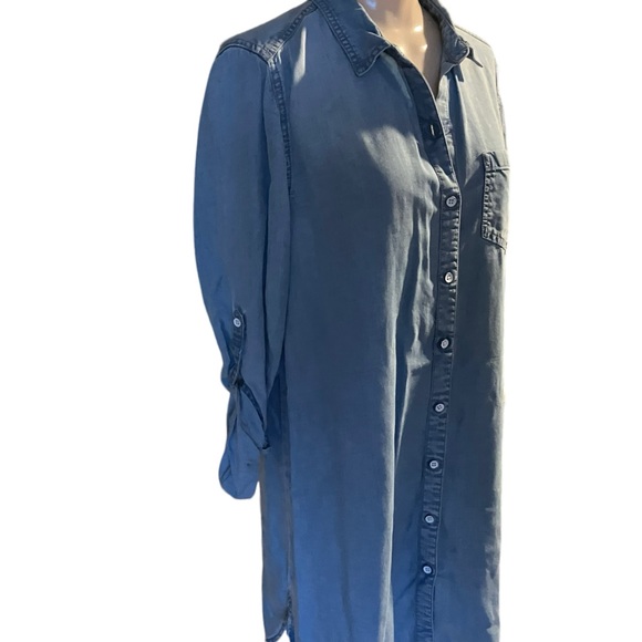 BEACH LUNCH LOUNGE Button Front Denim Shirt Dress Pockets Size Medium - Picture 6 of 11
